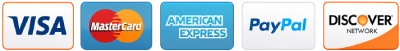 Visa, Mastercard, American Express, PayPal and Discover accepted